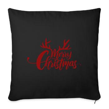 Joyeux Noël - Lettrage avec bois de cerf - Housse de coussin décorative 45 x 45 cm - noir - Devant