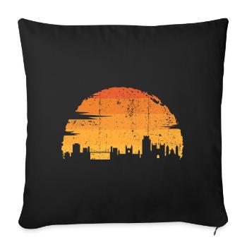 Silhouette de la ligne d’horizon de la ville du coucher de soleil - Housse de coussin décorative 45 x 45 cm - noir - Devant