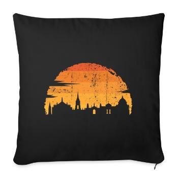 Silhouette d’horizon du coucher de soleil - Housse de coussin décorative 45 x 45 cm - noir - Devant