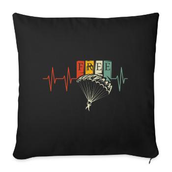 Pulsation Parachute Rétro Symbole de Battement de Coeur Jumper - Housse de coussin décorative 45 x 45 cm - noir - Devant