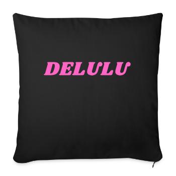 DELULU, Pink - Sofakissenbezug 45 x 45 cm - Schwarz - Vorne