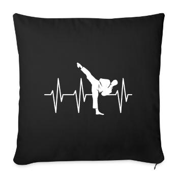 Pulse Kick Martial Arts Heartbeat Karate Symbol icon - Sofa pillowcase 17,3'' x 17,3'' (45 x 45 cm) - black - Front