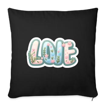 Love Floral Spring Design Valentine's Day - Sofa pillowcase 17,3'' x 17,3'' (45 x 45 cm) - black - Front