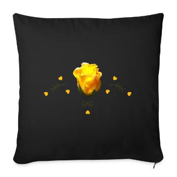 Roses Rose jaune - Housse de coussin décorative 45 x 45 cm - noir - Devant