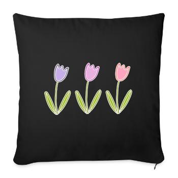 Fleurs de tulipes - Housse de coussin décorative 45 x 45 cm - noir - Devant