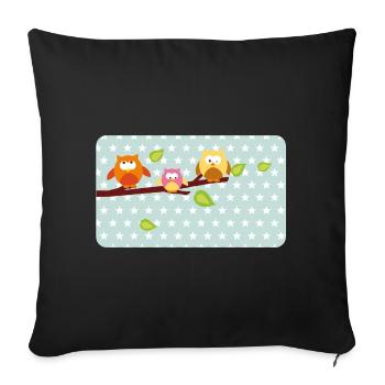 Petits hiboux avec astérisque menthe | Personnalisable - Housse de coussin décorative 45 x 45 cm - noir - Devant