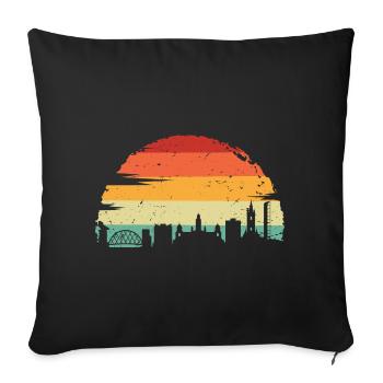 Retro Sunset Skyline Cityscape - Sofa pillowcase 17,3'' x 17,3'' (45 x 45 cm) - black - Front