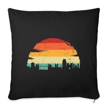Sunset Skyline Silhouette - Sofa pillowcase 17,3'' x 17,3'' (45 x 45 cm) - black - Front