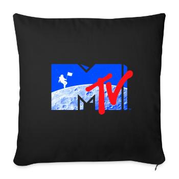 MTV Logo Cool Dessin De La Lune Avec L'Astronaute - Housse de coussin décorative 45 x 45 cm - noir - Devant