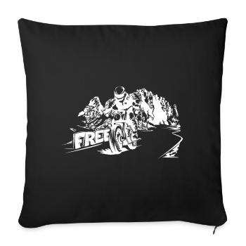 Motorcycle Mountains Dolomites Free Freedom Biker Logo - Sofa pillowcase 17,3'' x 17,3'' (45 x 45 cm) - black - Front
