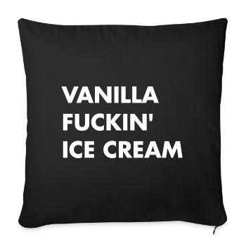 Vanille Eis - weisser Schriftzug - Sofakissenbezug 45 x 45 cm - Schwarz - Vorne
