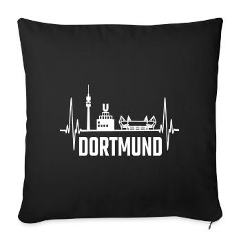 Dortmund Skyline Heartbeat Herzschlag Ruhrpott - Sofakissenbezug 45 x 45 cm - Schwarz - Vorne