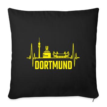 Dortmund Skyline Silhouette Heartbeat Herzschlag - Sofakissenbezug 45 x 45 cm - Schwarz - Vorne