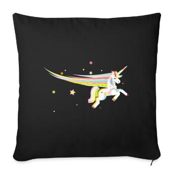 Magisches Einhorn – Farbenfrohe Illustration - Sofakissenbezug 45 x 45 cm - Schwarz - Vorne