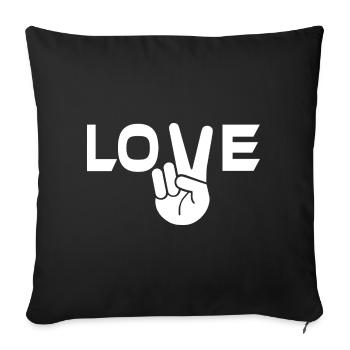Signe de victoire de l’amour main - Housse de coussin décorative 45 x 45 cm - noir - Devant