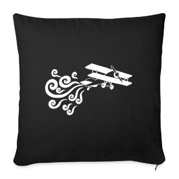 Avion vintage blanc - Housse de coussin décorative 45 x 45 cm - noir - Devant