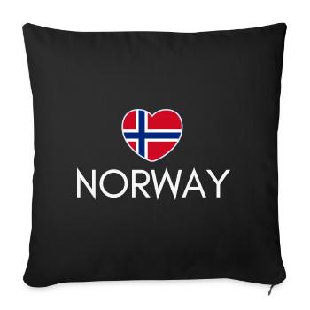 Heart with Norway flag, I love Norway - Sofa pillowcase 17,3'' x 17,3'' (45 x 45 cm) - black - Front