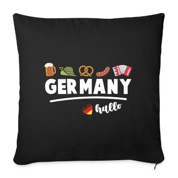 Drapeau de l’Allemagne Bière Bretzel Saucisse Allemagne - Housse de coussin décorative 45 x 45 cm - noir - Devant