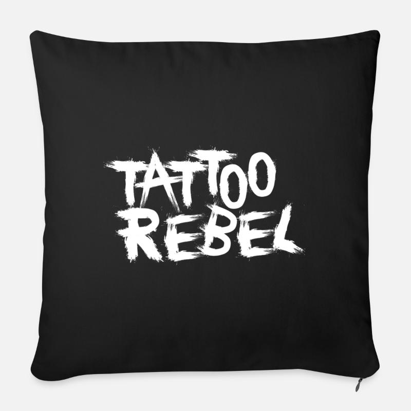 Tattoo Rebel white - Sofakissenbezug 45 x 45 cm - Schwarz