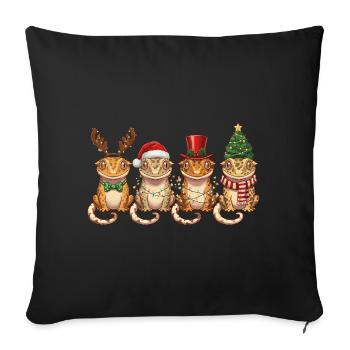 Kronengecko Weihnachtsmann Weihnachtsbeleuchtung - Sofakissenbezug 45 x 45 cm - Schwarz - Vorne