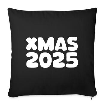 Lettrage de Noël 2025 - Housse de coussin décorative 45 x 45 cm - noir - Devant