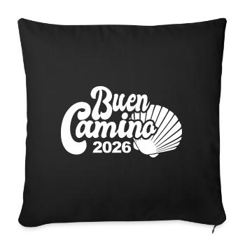 Buen Camino 2026 | Way of St. James, Pilgrims, Santiago - Sofa pillowcase 17,3'' x 17,3'' (45 x 45 cm) - black - Front