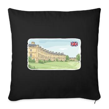 Art architectural géorgien Royal Crescent de Bath City - Housse de coussin décorative 45 x 45 cm - noir - Devant