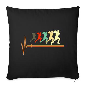 Basket-ball Heartbeat EKG Joueur de basket rétro de basket - Housse de coussin décorative 45 x 45 cm - noir - Devant