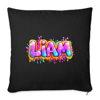 LIAM GRAFFITI NAME FÜR PERFEKTES GESCHENK DRUCKBAR - Sofakissenbezug 45 x 45 cm - Schwarz - Vorne