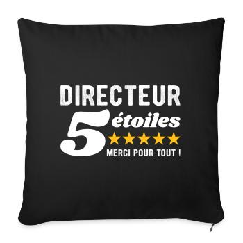 Cadeau Directeur 5 Étoiles - Merci pour tout  - Housse de coussin décorative 45 x 45 cm - noir - Devant