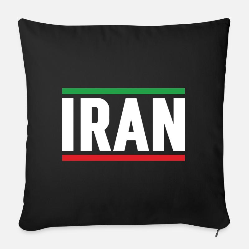 Iran Drapeau Typographie Forte - Housse de coussin décorative 45 x 45 cm - noir