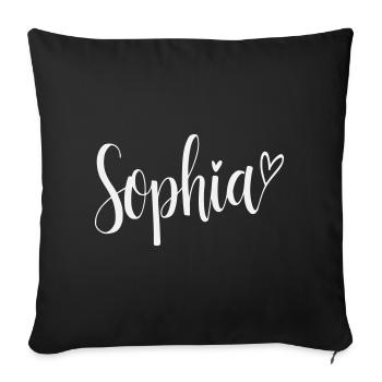 Sophia Name Font Heart - Sofa pillowcase 17,3'' x 17,3'' (45 x 45 cm) - black - Front