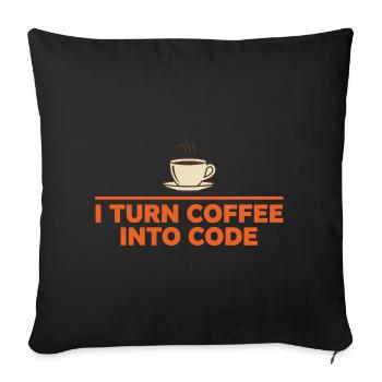 Je transforme le café en code – Programmer Retro - Housse de coussin décorative 45 x 45 cm - noir - Devant
