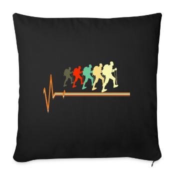 Retro Hiking Heartbeat Pulse Silhouette - Sofa pillowcase 17,3'' x 17,3'' (45 x 45 cm) - black - Front