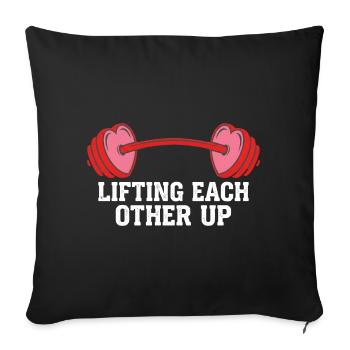 Lifting Each Other Up Funny Gym Workout Valentine - Sofa pillowcase 17,3'' x 17,3'' (45 x 45 cm) - black - Front