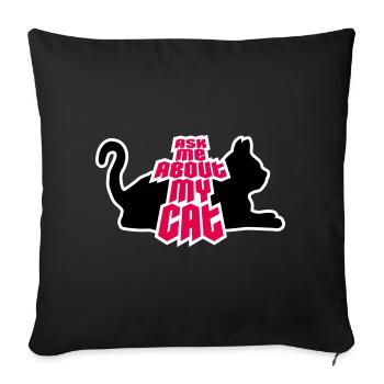 Demandez-moi pour mon chat Chat Amour des animaux Animaux - Housse de coussin décorative 45 x 45 cm - noir - Devant