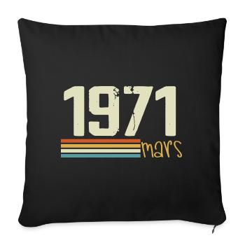 Vintage Mars 1971 - Housse de coussin décorative 45 x 45 cm - noir - Devant