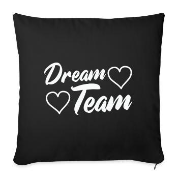 Dream team with hearts - Sofa pillowcase 17,3'' x 17,3'' (45 x 45 cm) - black - Front