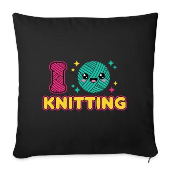 Kawaii Knitting Wool Heart - Sofa pillowcase 17,3'' x 17,3'' (45 x 45 cm) - black - Front