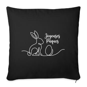 Joyeuses Pâques,Süßes Hasen Oster Shirt, Hoodie - Sofakissenbezug 45 x 45 cm - Schwarz - Vorne