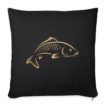 Carp Fish Minimalist Fishing Graphic - Sofa pillowcase 17,3'' x 17,3'' (45 x 45 cm) - black - Front
