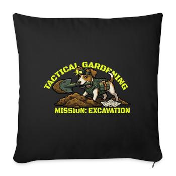 Chien de jardin tactique : Excavation de mission - Housse de coussin décorative 45 x 45 cm - noir - Devant