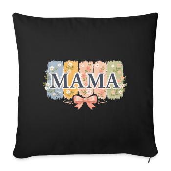 MAMA Retro Pink Bow & Floral Stripes - Sofa pillowcase 17,3'' x 17,3'' (45 x 45 cm) - black - Front