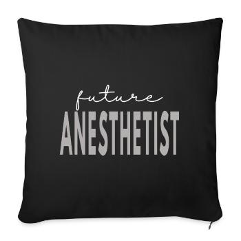 Don pour futur étudiant infirmière anesthésiste CRNA - Housse de coussin décorative 45 x 45 cm - noir - Devant