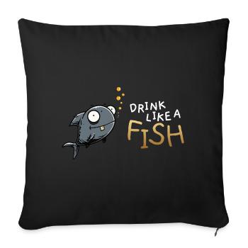 Dessin animé Drink Like a Fish - Housse de coussin décorative 45 x 45 cm - noir - Devant