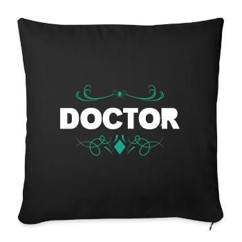Lettrage d’ornement DOCTOR - Housse de coussin décorative 45 x 45 cm - noir - Devant