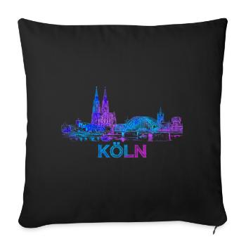 Köln Stadt Skyline Blau Purpur - Sofakissenbezug 45 x 45 cm - Schwarz - Vorne