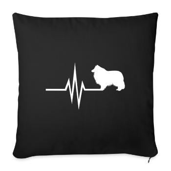 Mon coeur bat pour les chiens Collie Collie - Housse de coussin décorative 45 x 45 cm - noir - Devant