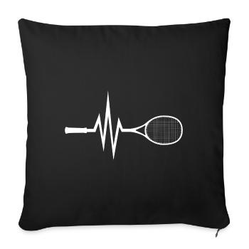 Mon coeur bat pour le tennis - balle Sport - Housse de coussin décorative 45 x 45 cm - noir - Devant