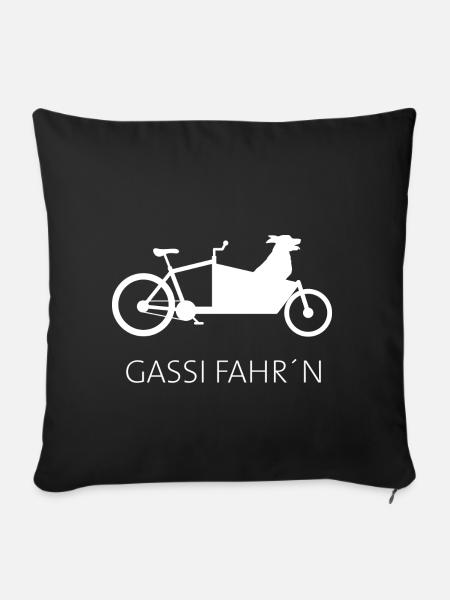 Cargo bike doggie - Housse de coussin décorative 45 x 45 cm - noir